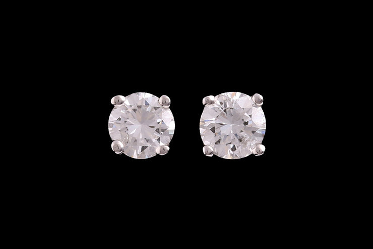 18ct White Gold Diamond Solitaire Stud Earrings