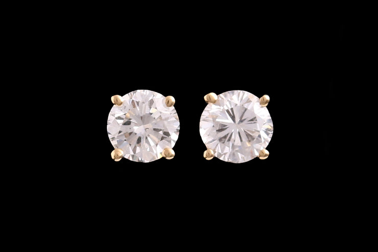 18ct Yellow Gold Diamond Solitaire Stud Earrings