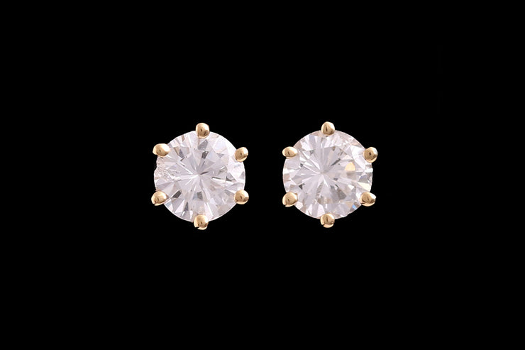 18ct Yellow Gold Diamond Solitaire Stud Earrings