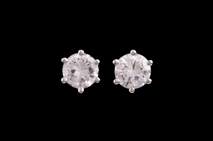 18ct White Gold Diamond Solitaire Stud Earrings