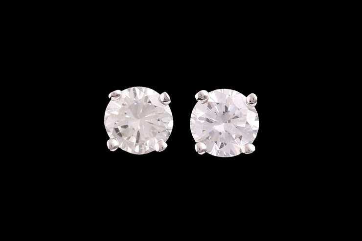 18ct White Gold Diamond Solitaire Stud Earrings