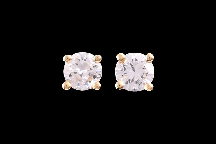 18ct Yellow Gold Diamond Solitaire Stud Earrings