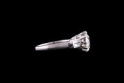 Art Deco Platinum Diamond Single Stone Ring with Diamond Shoulders