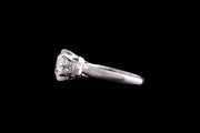 Art Deco Platinum Diamond Single Stone Ring with Diamond Shoulders