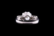 Art Deco Platinum Diamond Single Stone Ring with Diamond Shoulders