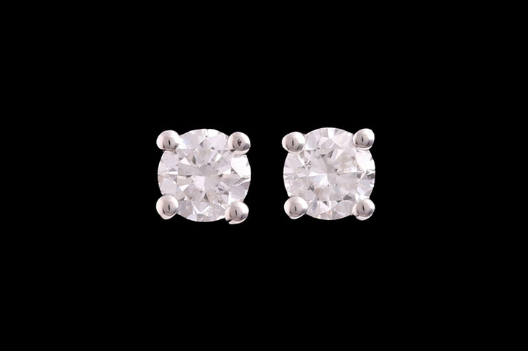 18ct White Gold Diamond Solitaire Stud Earrings