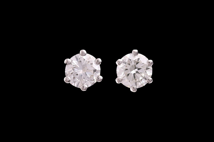 18ct White Gold Diamond Solitaire Stud Earrings