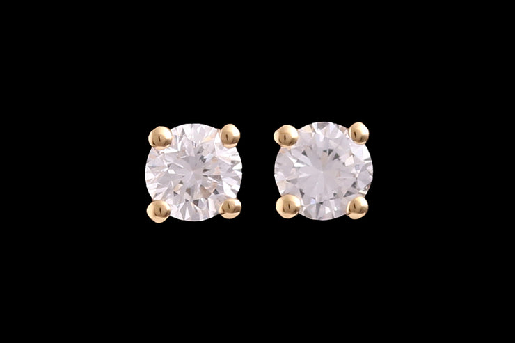 18ct Yellow Gold Diamond Solitaire Stud Earrings