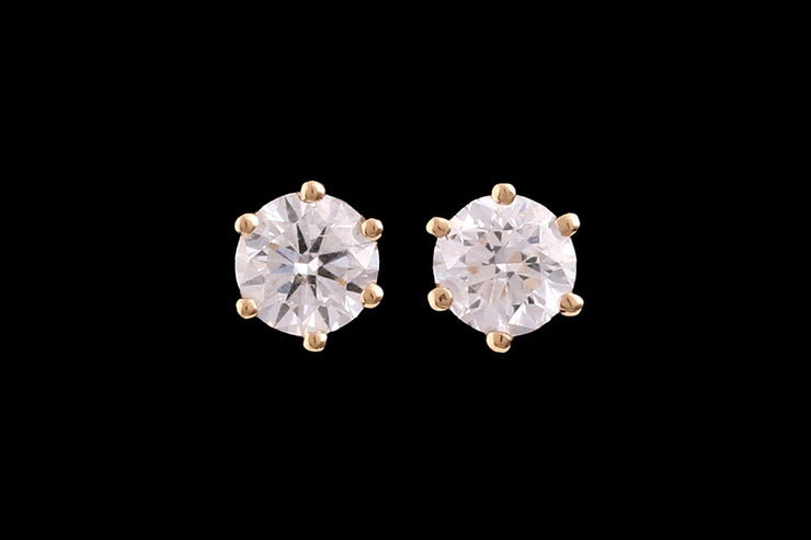 18ct Yellow Gold Diamond Solitaire Stud Earrings