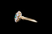 18ct Yellow Gold Diamond and Emerald Round Cluster Ring