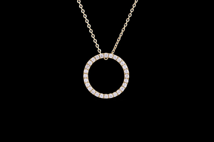 18ct Yellow Gold Diamond Halo Pendant