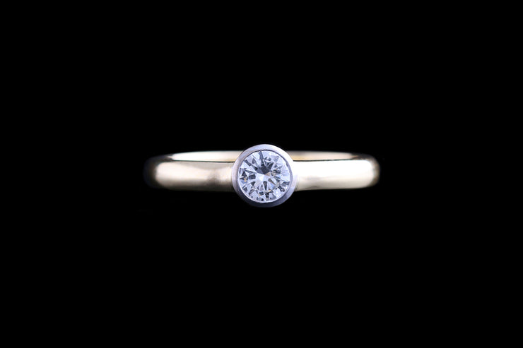18ct Yellow Gold and White Gold Diamond Single Stone Ring