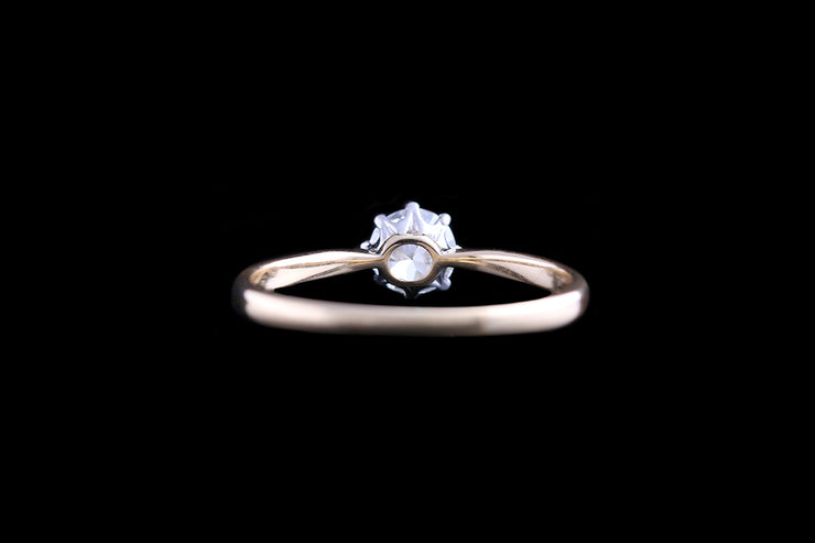 Art Deco 18ct Yellow Gold and Platinum Diamond Single Stone Ring