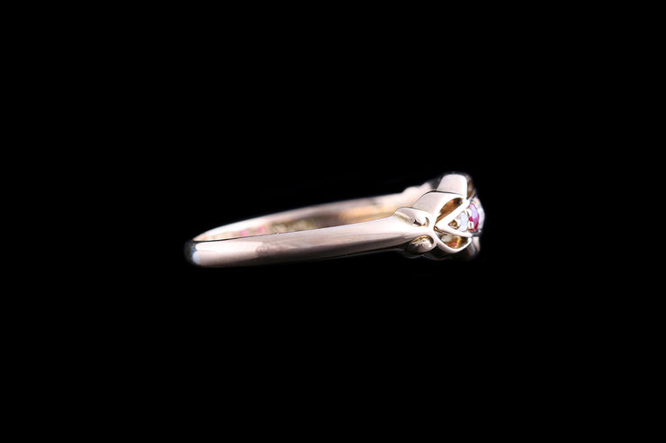 Edwardian 18ct Yellow Gold Diamond and Ruby Five Stone Ring