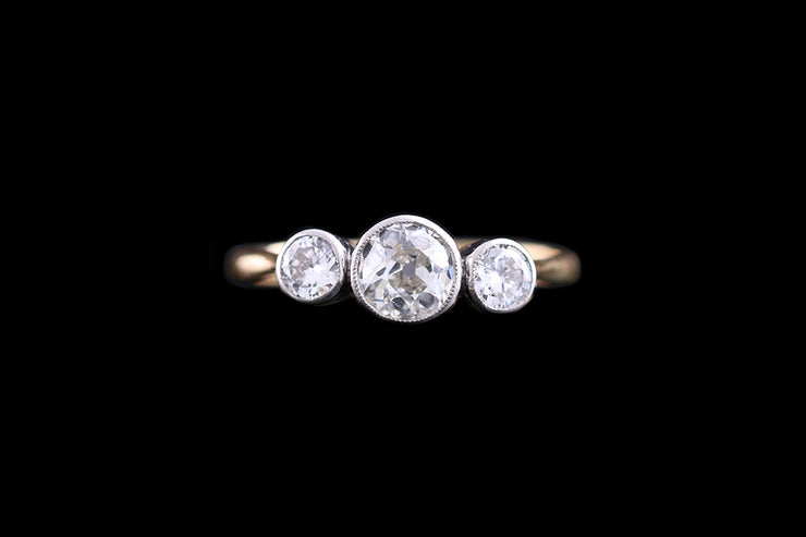 Edwardian 18ct Yellow Gold and White Gold Diamond Three Stone Ring
