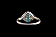 Edwardian 18ct Yellow Gold Diamond and Emerald Dress Ring