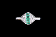 Edwardian 18ct Yellow Gold Diamond and Emerald Dress Ring