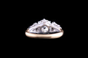 Edwardian 18ct Yellow Gold and White Gold Diamond Single Stone Ring with Diamond Shoulders