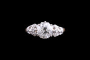 Edwardian 18ct Yellow Gold and White Gold Diamond Single Stone Ring with Diamond Shoulders