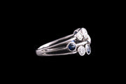 Platinum Diamond and Sapphire Triple Row Dress Ring