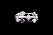 Platinum Diamond and Sapphire Triple Row Dress Ring