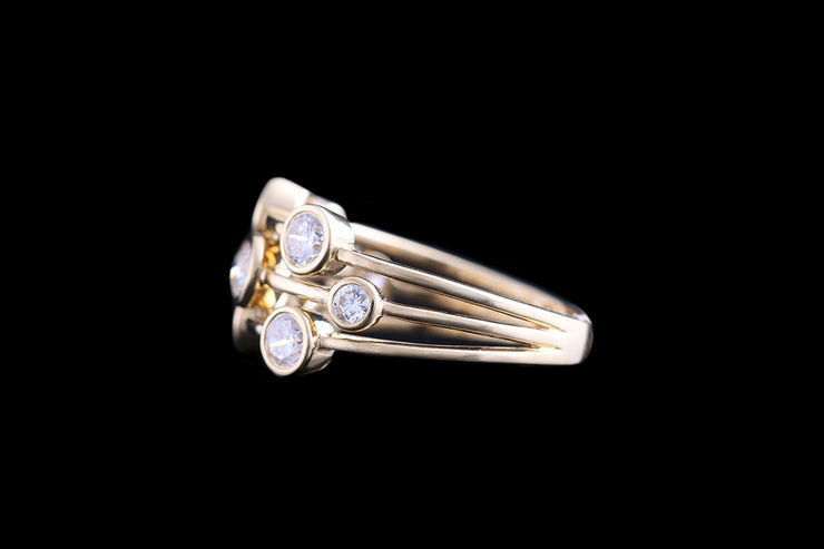 18ct Yellow Gold Diamond Triple Row Dress Ring