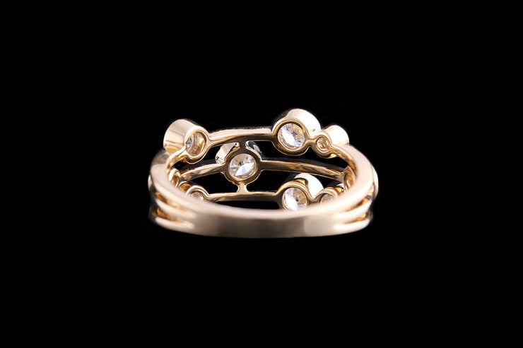 18ct Yellow Gold Diamond Triple Row Dress Ring