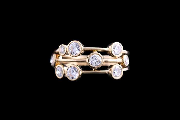 18ct Yellow Gold Diamond Triple Row Dress Ring