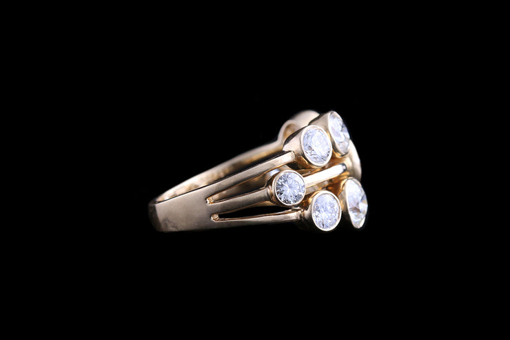 18ct Yellow Gold Diamond Triple Row Dress Ring