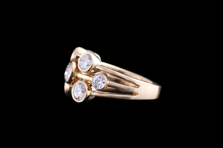 18ct Yellow Gold Diamond Triple Row Dress Ring