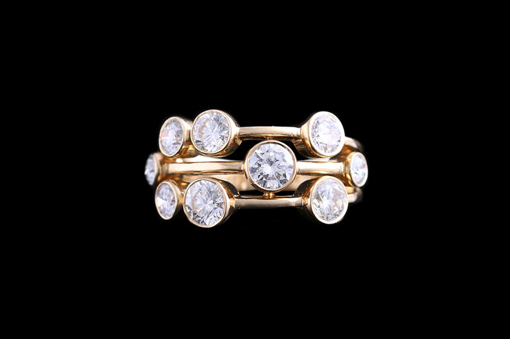 18ct Yellow Gold Diamond Triple Row Dress Ring
