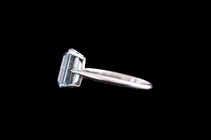 Platinum and 18ct White Gold Aquamarine Single Stone Ring