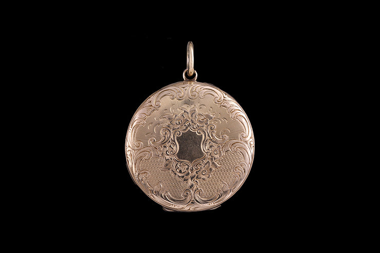 9ct Yellow Gold Round Engraved Locket