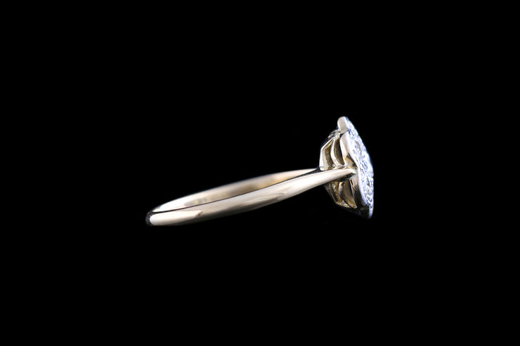 Edwardian 18ct Yellow Gold and Platinum Diamond Flower Cluster Ring