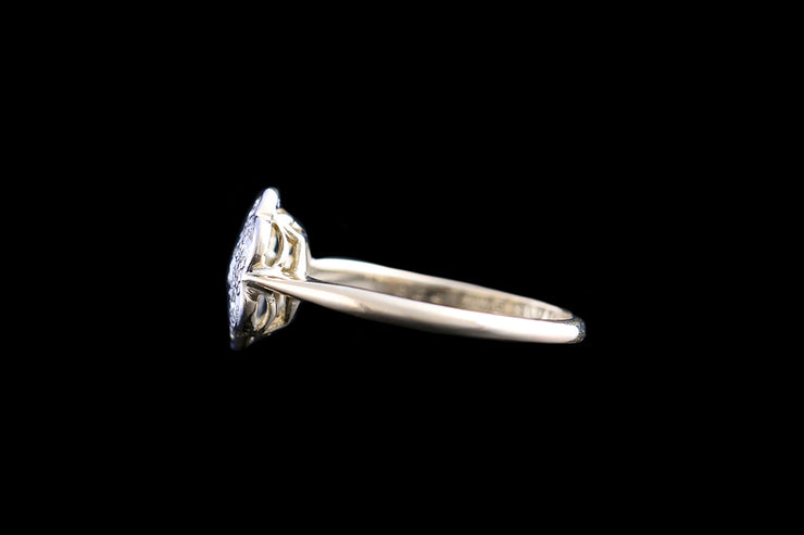 Edwardian 18ct Yellow Gold and Platinum Diamond Flower Cluster Ring