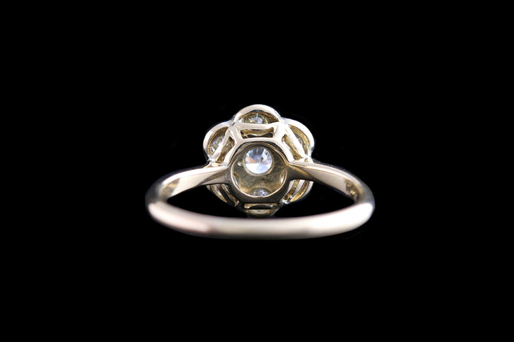 Edwardian 18ct Yellow Gold and Platinum Diamond Flower Cluster Ring