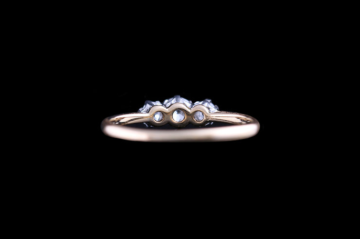 18ct Yellow Gold and Platinum Diamond Three Stone Ring