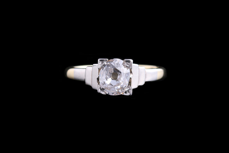 18ct Yellow Gold and Platinum Diamond Single Stone Ring