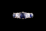 Victorian 18ct Yellow Gold Diamond and Sapphire Graduated Five Stone Ring
