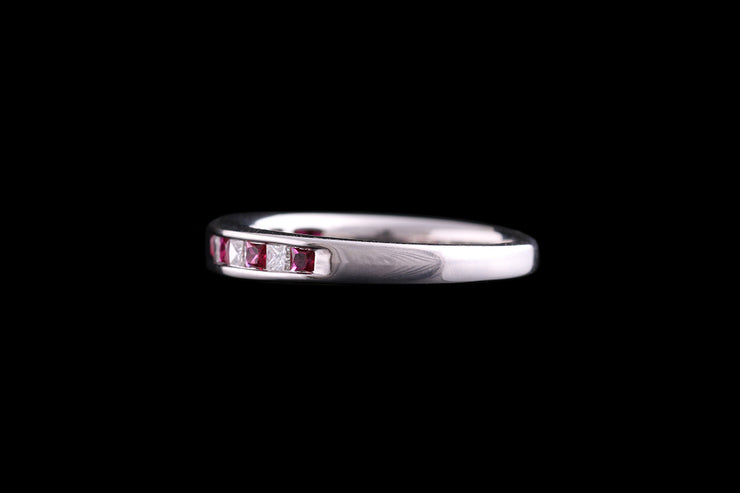 18ct White Gold Diamond and Ruby Half Eternity Ring