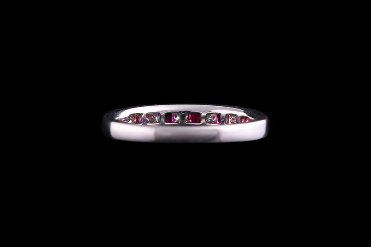 18ct White Gold Diamond and Ruby Half Eternity Ring