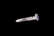 18ct White Gold Diamond and Tanzanite Cluster Ring with Diamond Shoulders