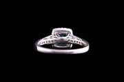 18ct White Gold Diamond and Tanzanite Cluster Ring with Diamond Shoulders