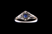 Edwardian 18ct Yellow Gold and Platinum Diamond & Sapphire Dress Ring with Split Shoulders