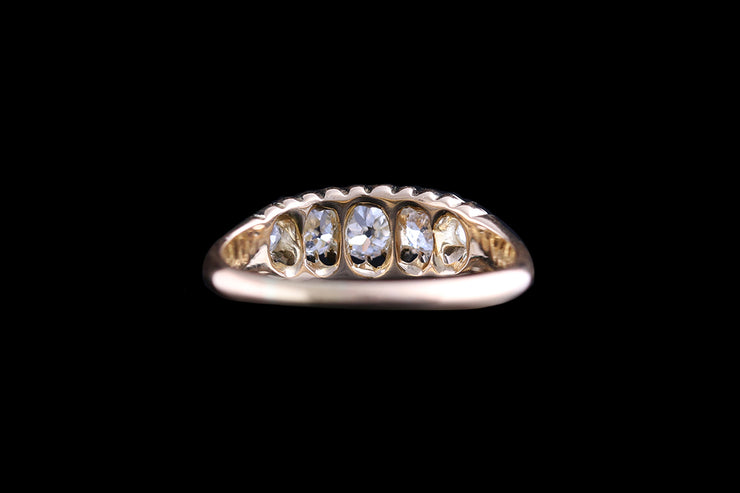 Victorian 18ct Yellow Gold Diamond Graduated Five Stone Ring
