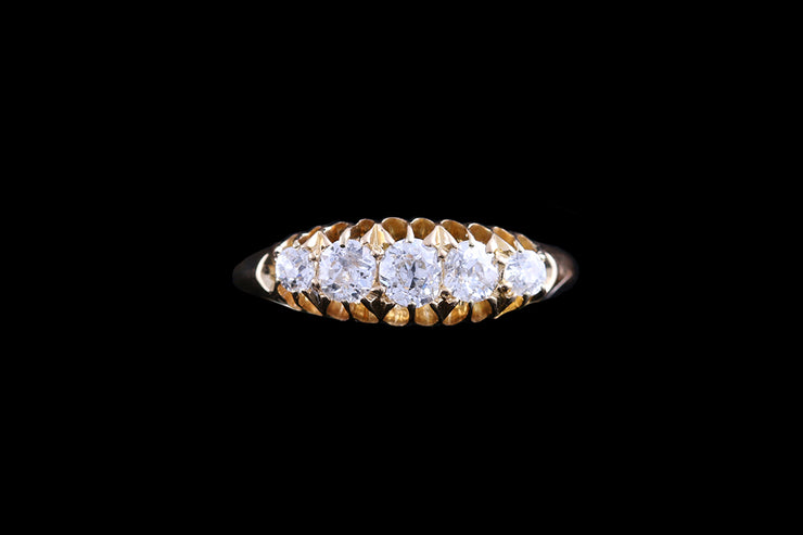 Victorian 18ct Yellow Gold Diamond Graduated Five Stone Ring