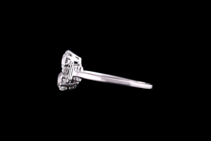 Art Deco Platinum Diamond Two Stone Dress Ring