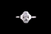 Art Deco Platinum Diamond Two Stone Dress Ring