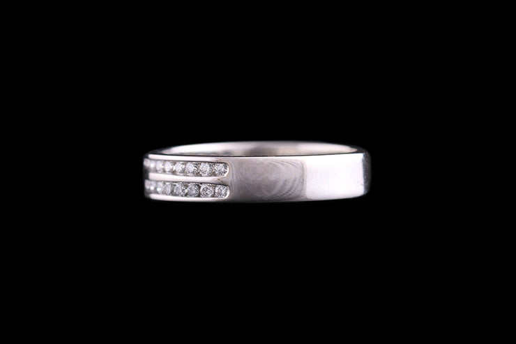 Platinum Diamond Double Row Half Eternity Ring
