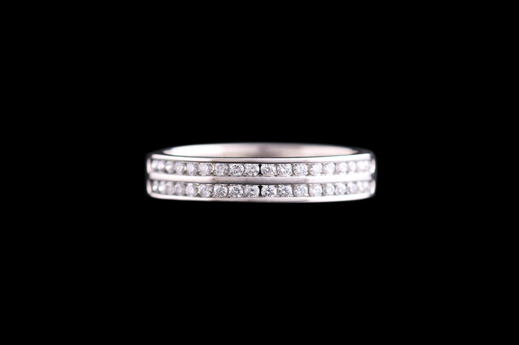 Platinum Diamond Double Row Half Eternity Ring